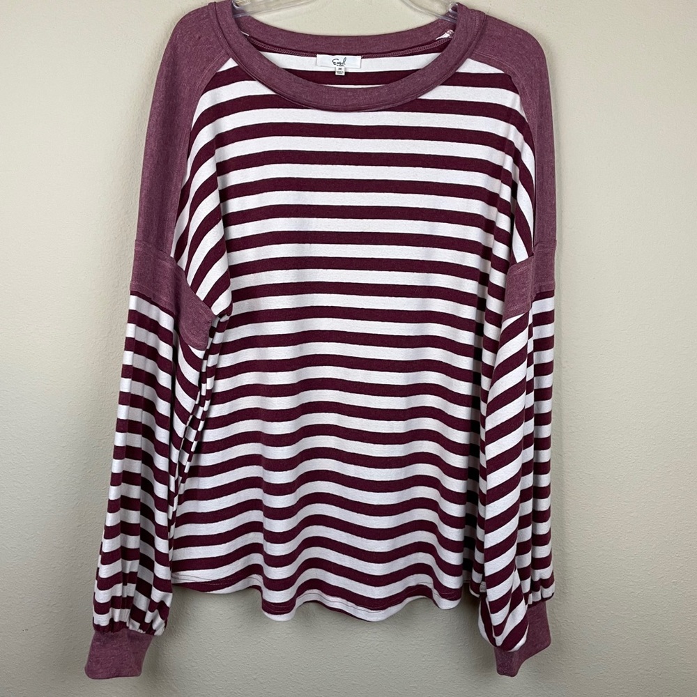 Easel striped bell sleeve soft cozy top M